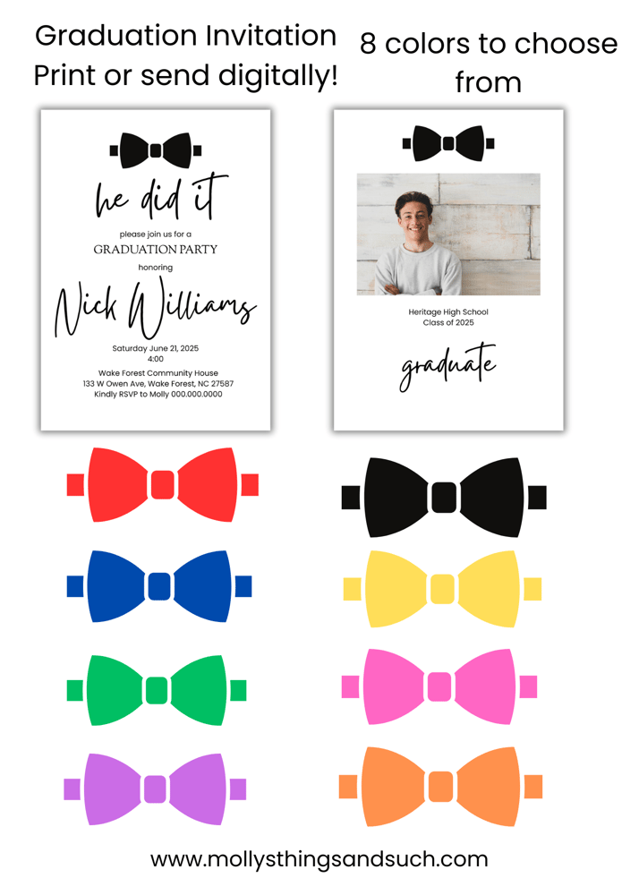 Image of Bow Tie Graduation Invitation