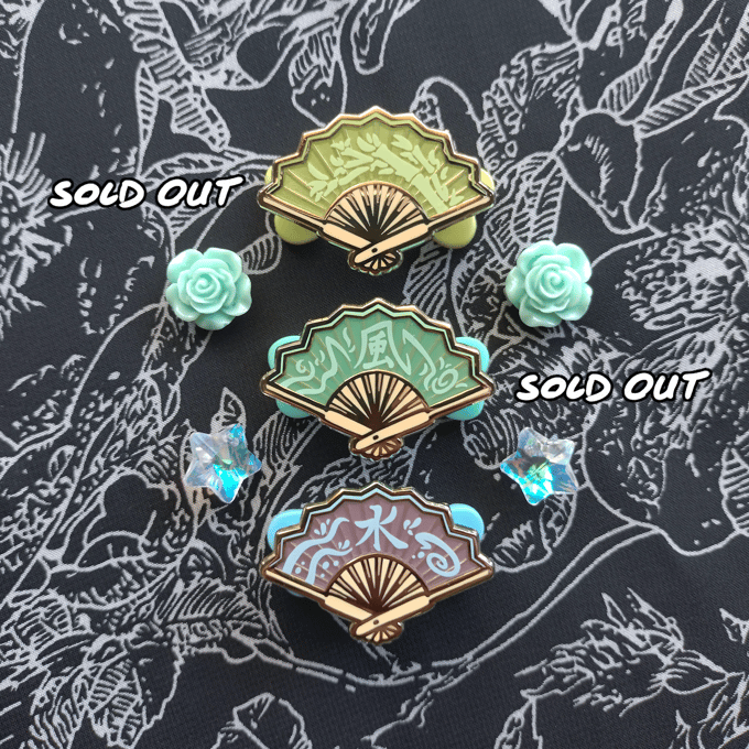 Image of Elemental Folding Fan Enamel Pins