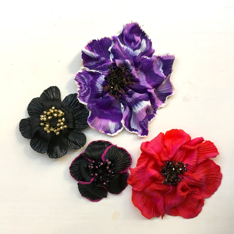 Image of Très grande broche fleur violet marbré