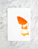 Effeuillage bleu ou orange - Linogravure originale en édition limitée format A4