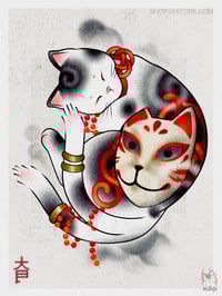 Lucky Fox Cat Art Print