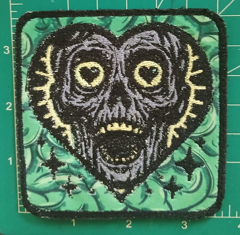 Zombies love brains square embroidered patch 