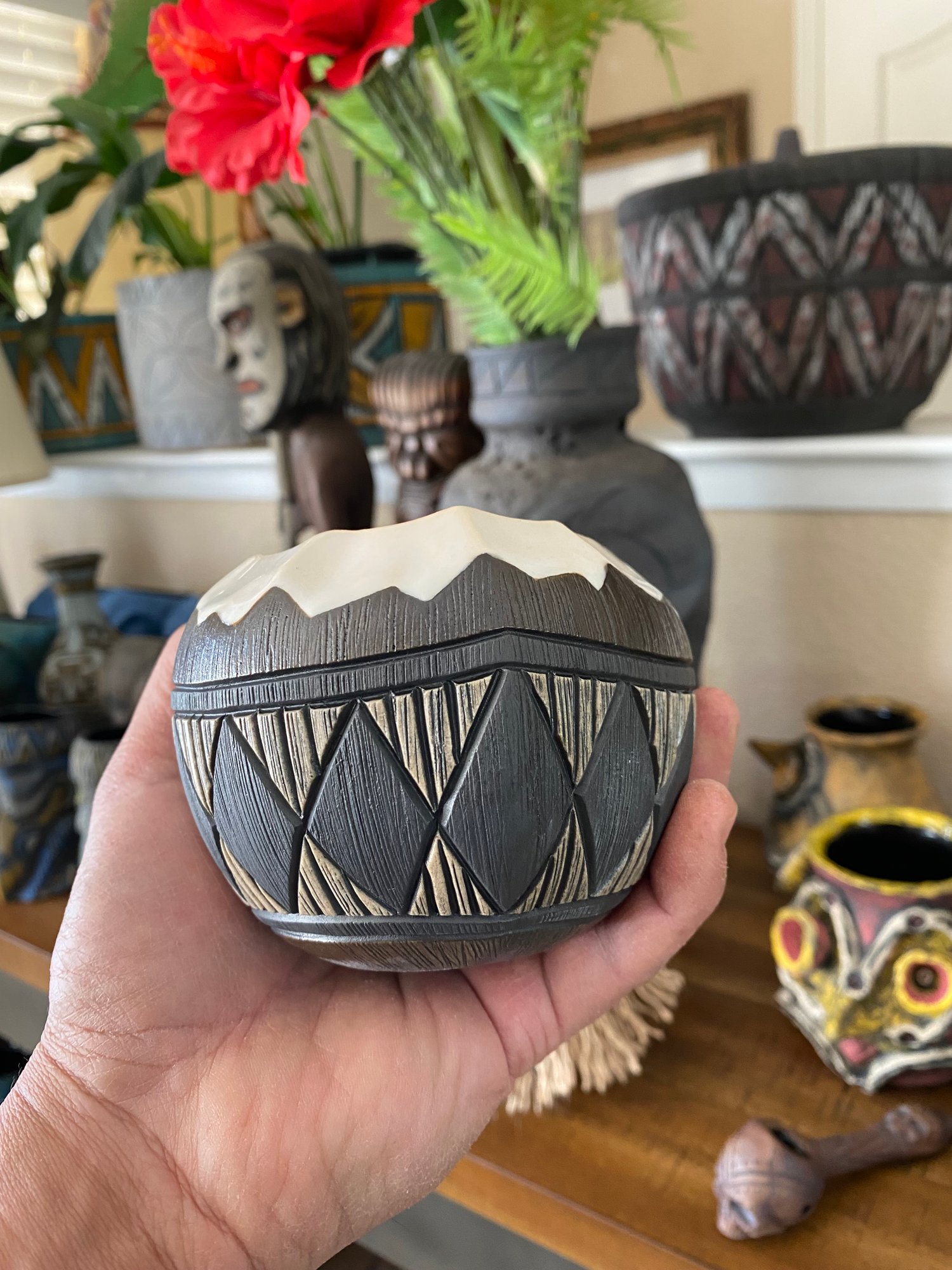 Image of 12oz Fijian Tapa Inspired Coconut Mug (p) - US Shipping Included