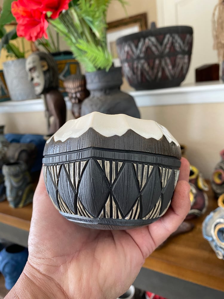 Image of 12 oz Fijian Tapa Inspired Coconut Mug (q) - US Shipping Included 