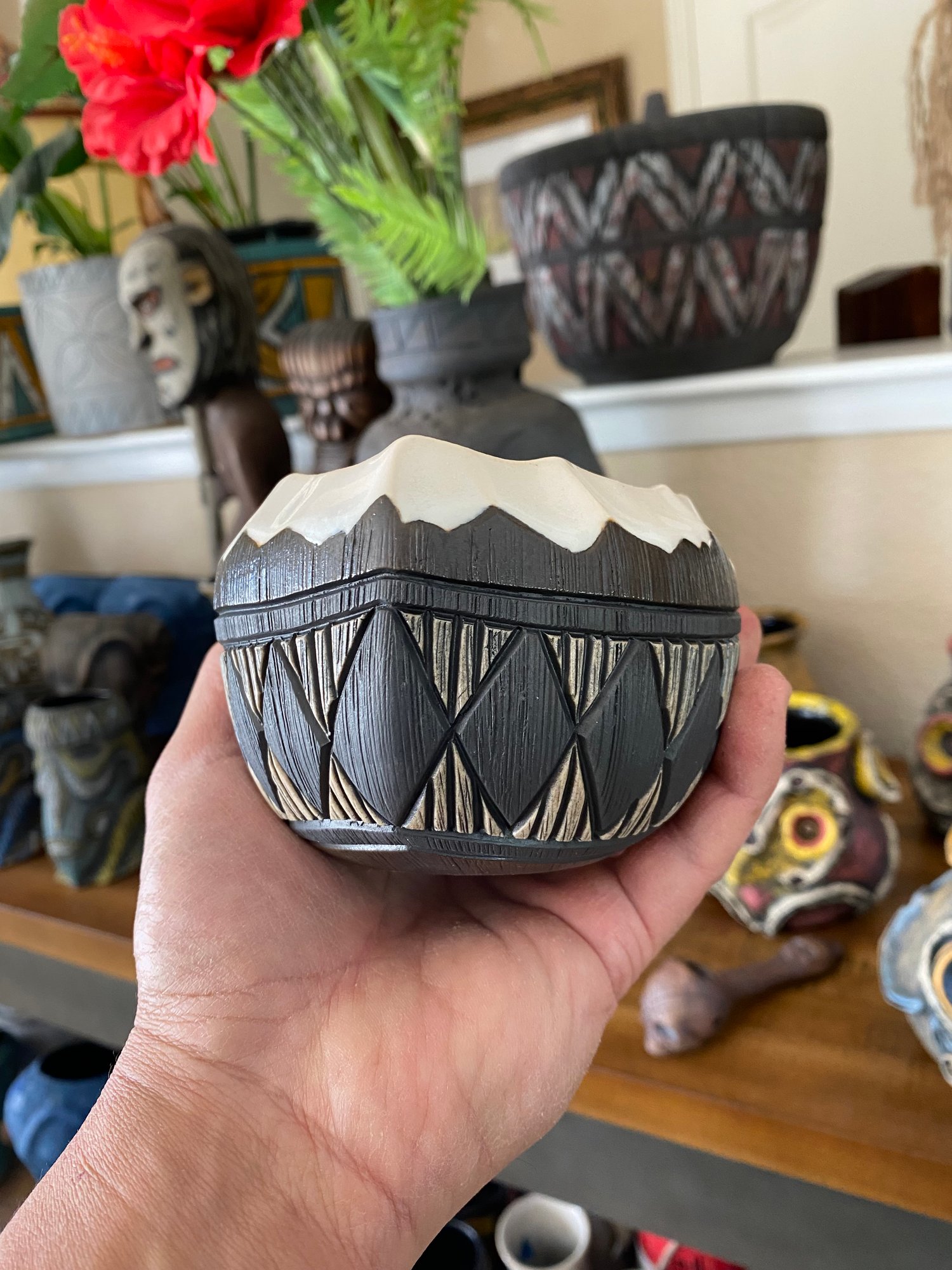 Image of 12 oz Fijian Tapa Inspired Coconut Mug (q) - US Shipping Included
