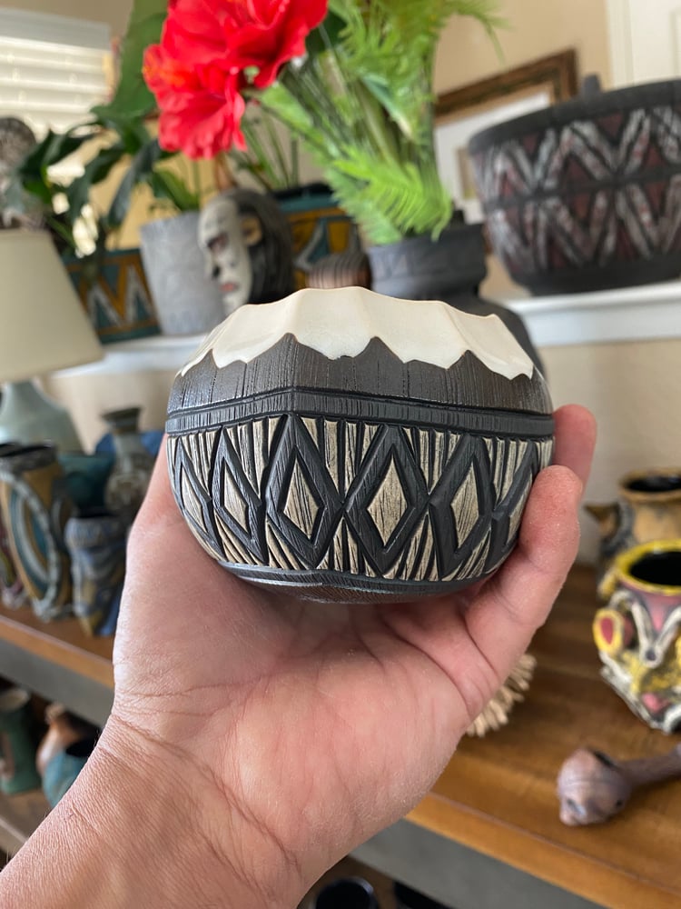Image of 12 oz Fijian Tapa Inspired Coconut Mug (r) - US Shipping Included 