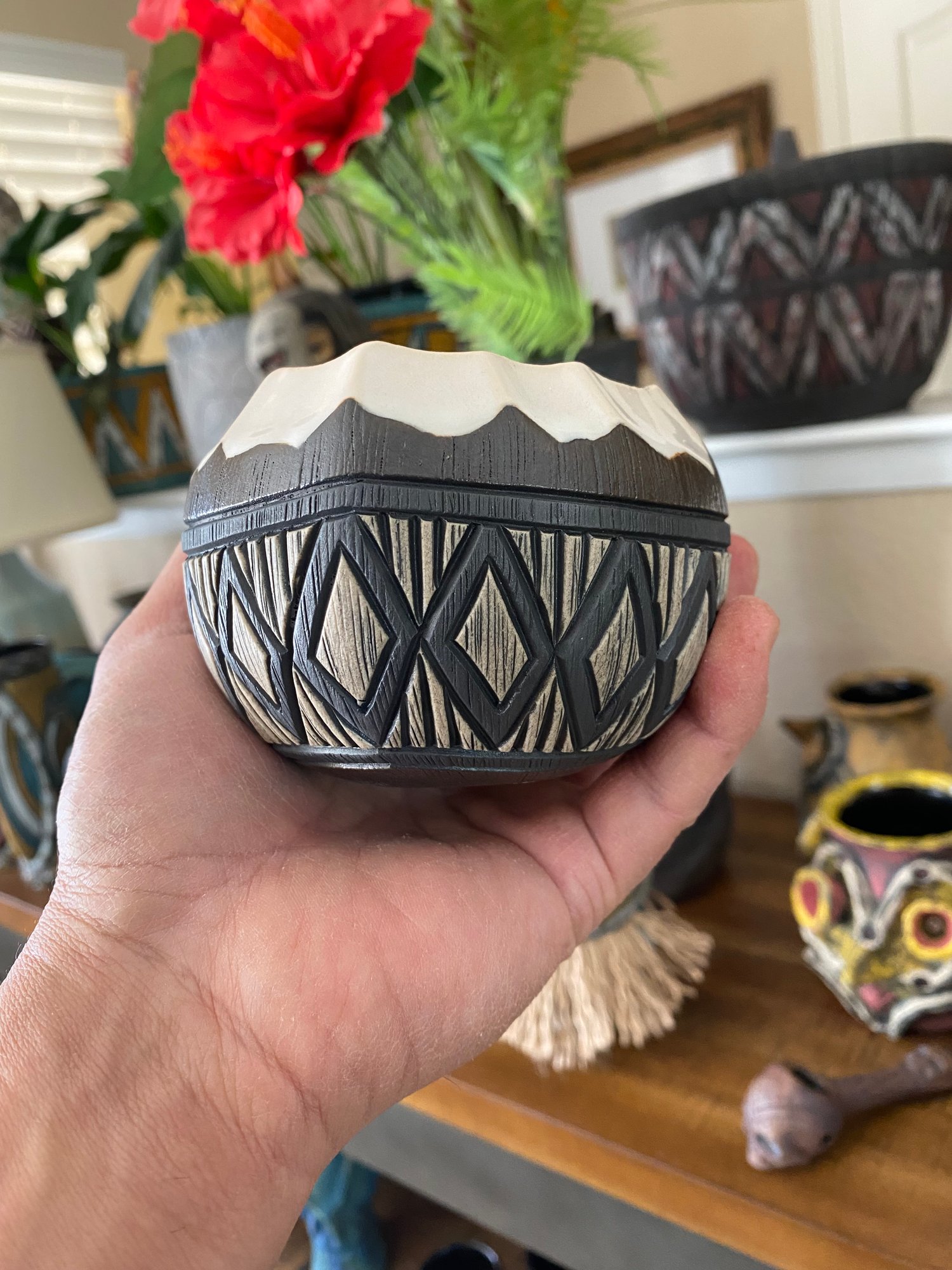 Image of 12 oz Fijian Tapa Inspired Coconut Mug (r) - US Shipping Included 