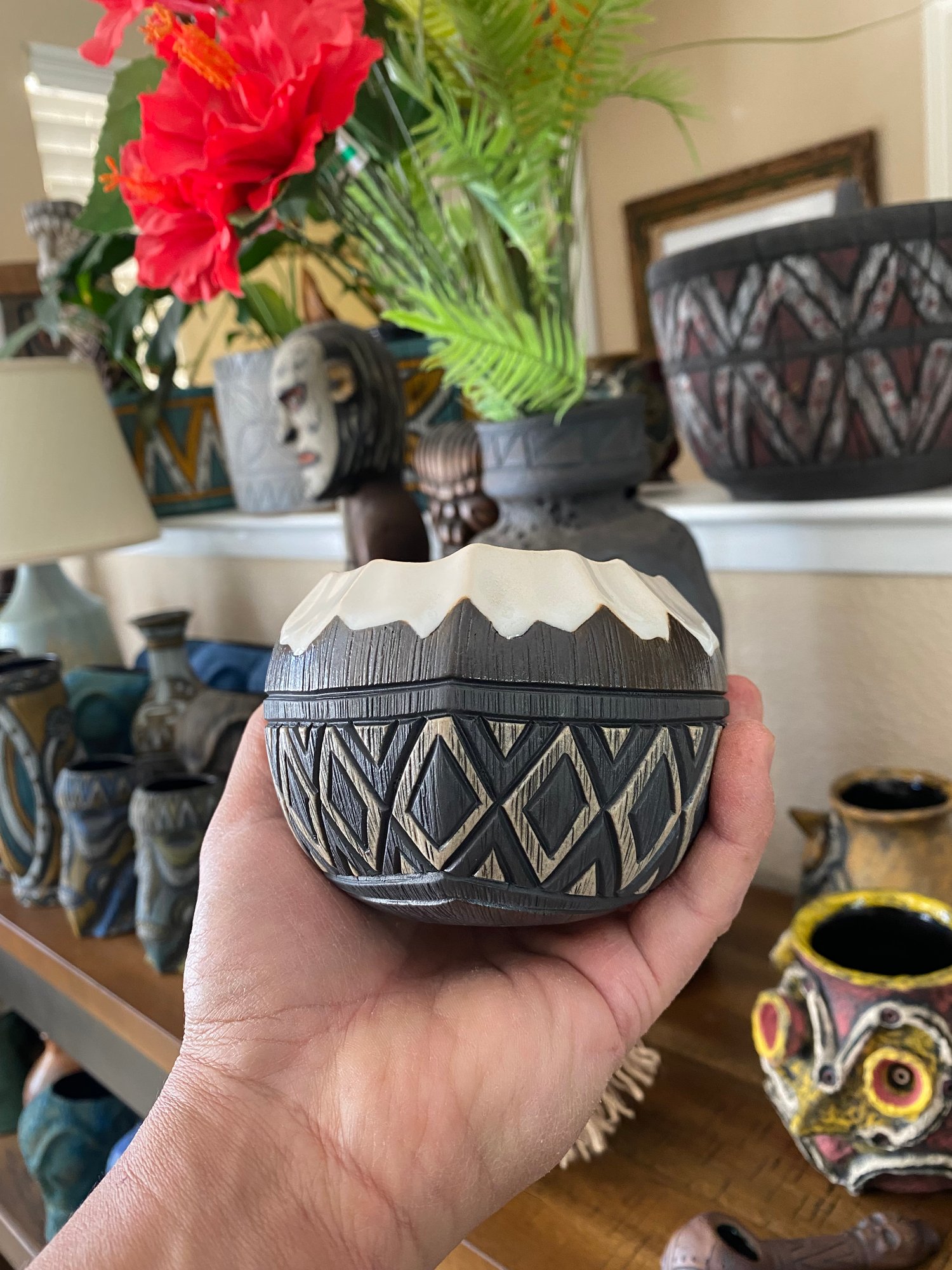 Image of 12 oz Fijian Tapa Inspired Coconut Mug (s) - US Shipping Included