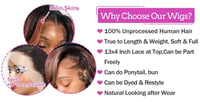 Image 6 of Ombre Highlight Body Wave 13x4 Lace Front Wig Human Hair 1B/30 Black Brown Color