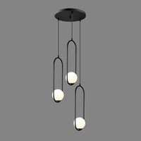 Image 1 of Custom Multi Pendant Light, Opal Globe  Glass Shade, Stairwell Pendant Lighting