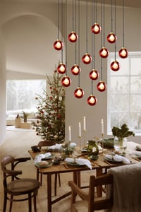 Image 2 of Double Layered Glass Pendant Light with Colorful Globe Glass Shade