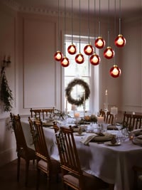 Image 3 of Double Layered Glass Pendant Light with Colorful Globe Glass Shade
