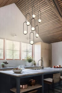 Image 6 of Custom Multi Pendant Light, Opal Globe  Glass Shade, Stairwell Pendant Lighting
