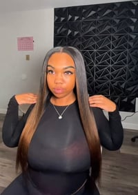24” Yaki Straight Ombré Chestnut V-Part Wig (Unice Hair)