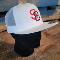 Image 1 of S8 High Profile Snapback - White w/Red & Blue S8