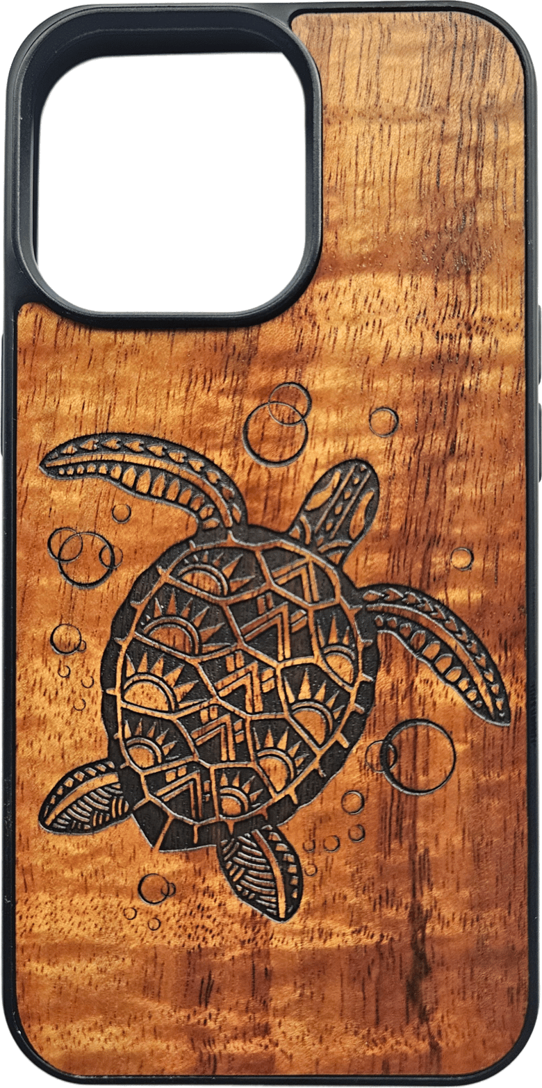 Image of Tribal Honu Koa wood phone case