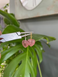 Image 2 of Strawberry Quartz Heart Charms