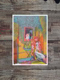 Image 6 of Girl and Pelican A6 Risograph Print