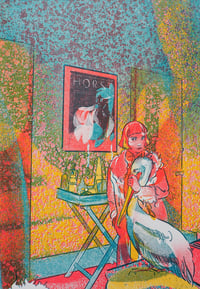 Image 5 of Girl and Pelican A6 Risograph Print