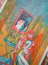 Girl and Pelican A6 Risograph Print