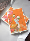 Girl in The Kitchen A6 Risograph Print