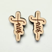 Image 1 of Faith, Hope, and Love Stud Earrings - Solid Adler Wood