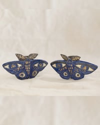 Image 1 of Cobalt Empress Moth Candle Holders
