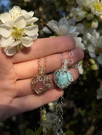 Image 2 of Rose Quartz and Larimar Heart Set 