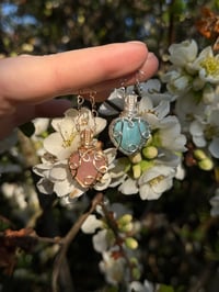 Image 1 of Rose Quartz and Larimar Heart Set 