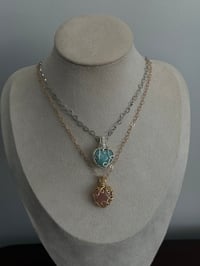 Image 3 of Rose Quartz and Larimar Heart Set 