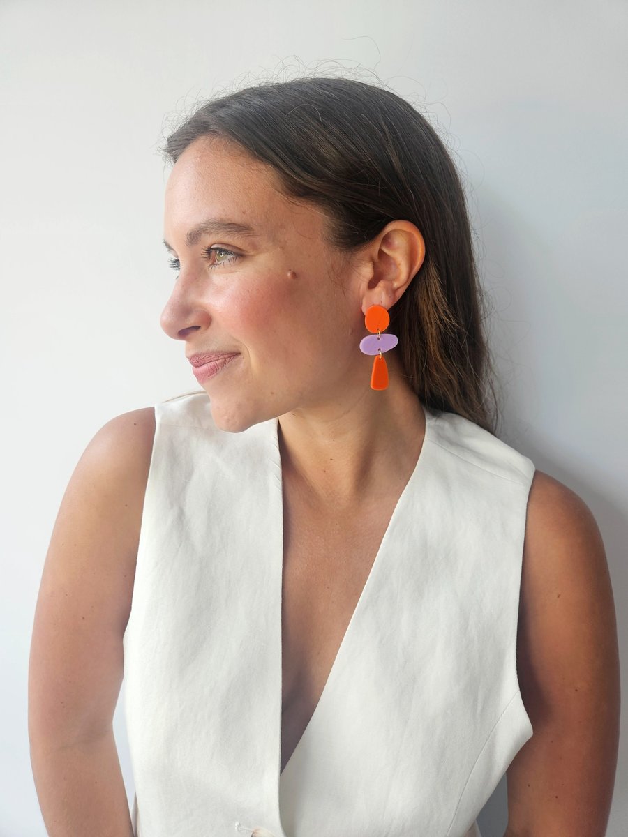 Image of Pendientes TROPICAL- Coral-lila-coral