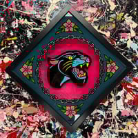 Panther Chain Shadow box- Wood & Glass painting