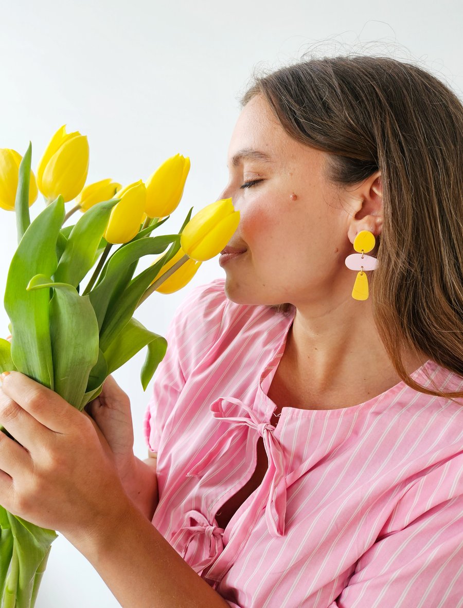 Image of Pendientes TROPICAL - Amarillo-rosa-amarillo