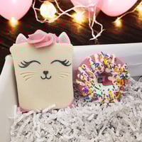 Handmade cat and donut soap, FREE SHIPPING, made with organic oils, goat milk and tallow