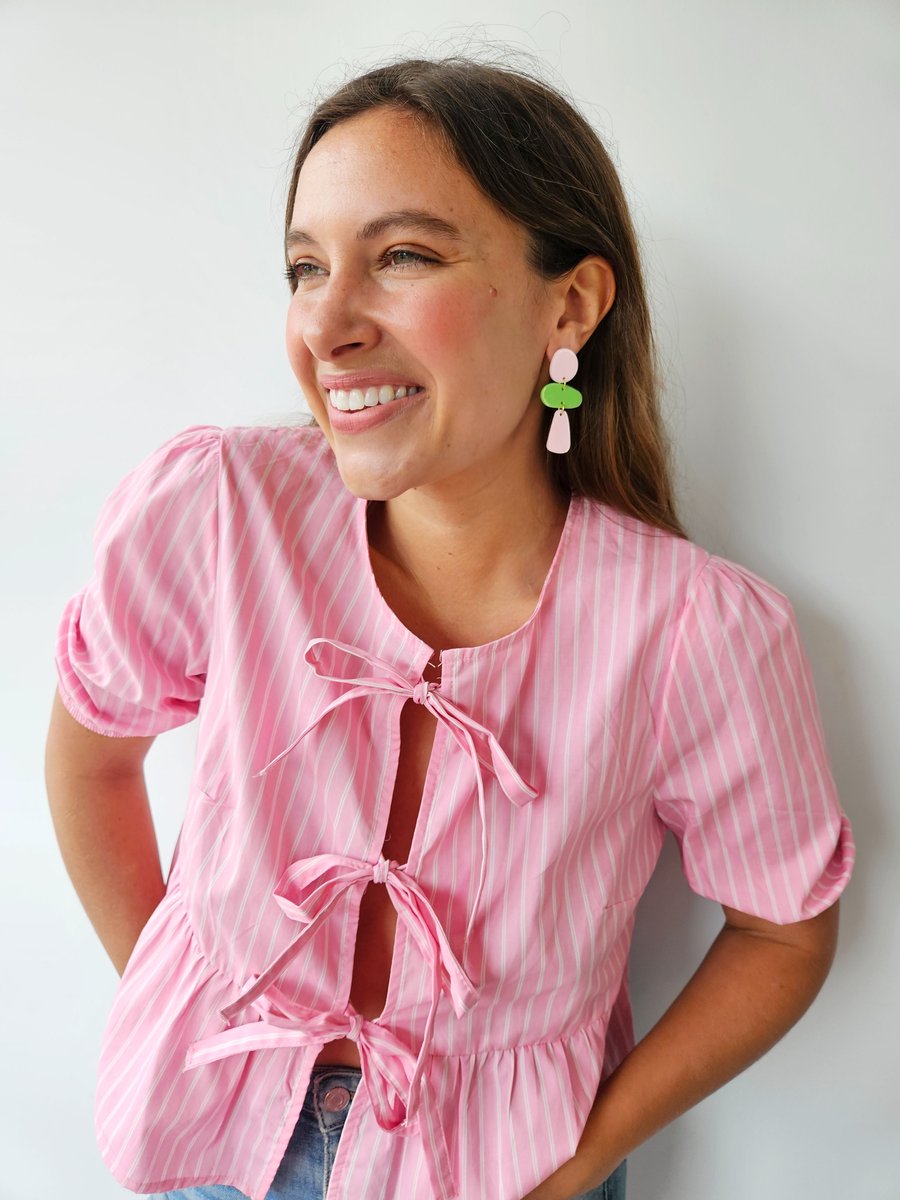 Image of Pendientes TROPICAL- Rosa-verde-rosa