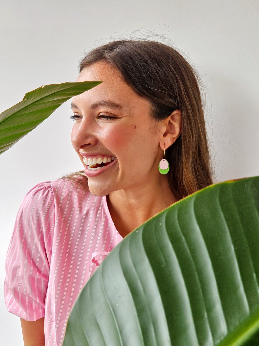 Image of Pendientes PALM - Verde-rosa