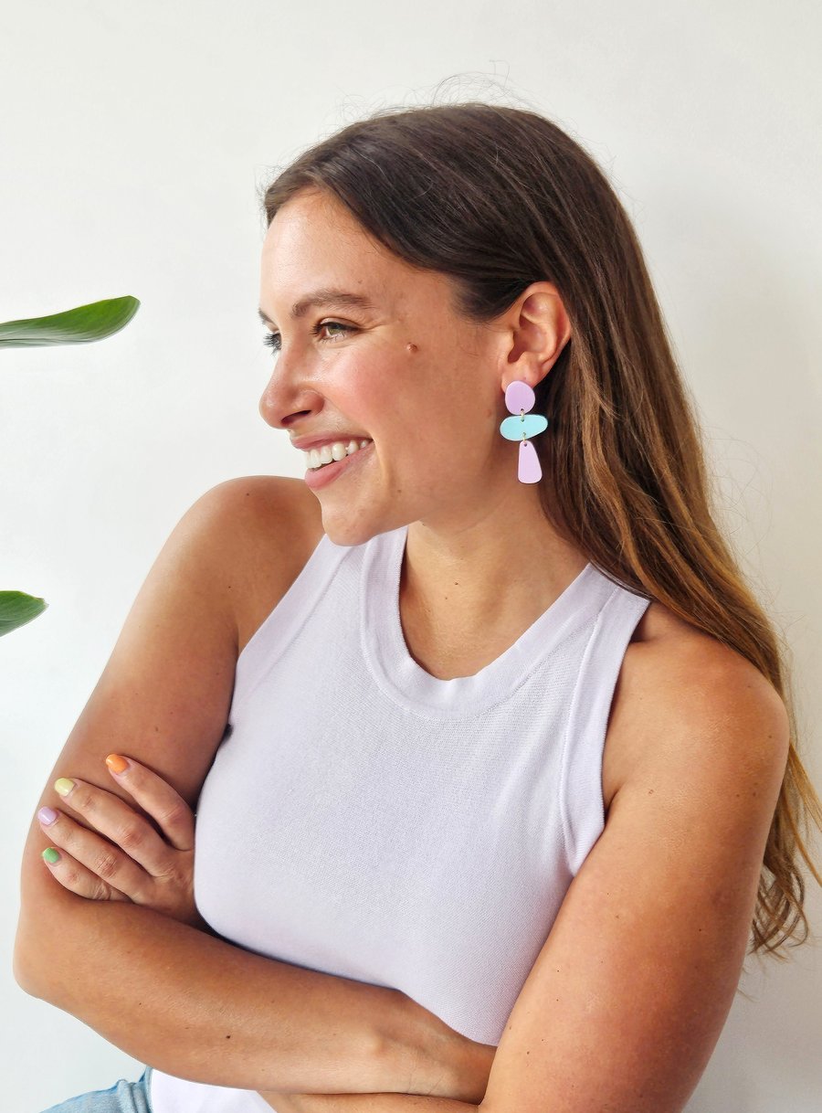 Image of Pendientes TROPICAL - Lila-turquesa-lila