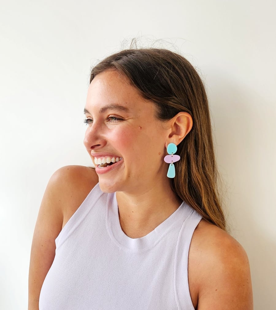 Image of Pendientes TROPICAL - Turquesa-lila-turquesa