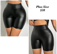 Plus Black Leather Shorts