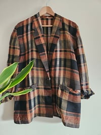 Image 2 of Vintage checked plaid lightweight blazer 