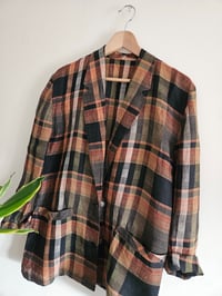 Image 3 of Vintage checked plaid lightweight blazer 