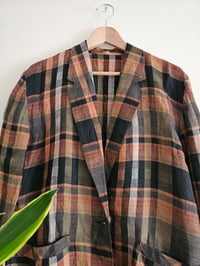 Image 4 of Vintage checked plaid lightweight blazer 
