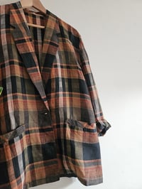 Image 5 of Vintage checked plaid lightweight blazer 