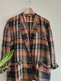 Image 6 of Vintage checked plaid lightweight blazer 