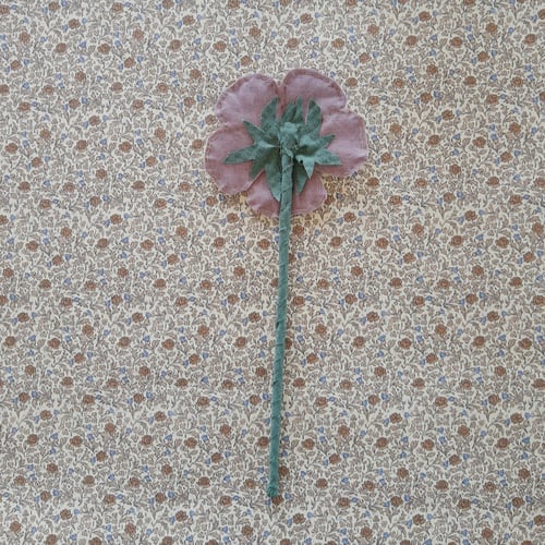 Image of Fabric Pansy - Dusty light purple and cream yellow