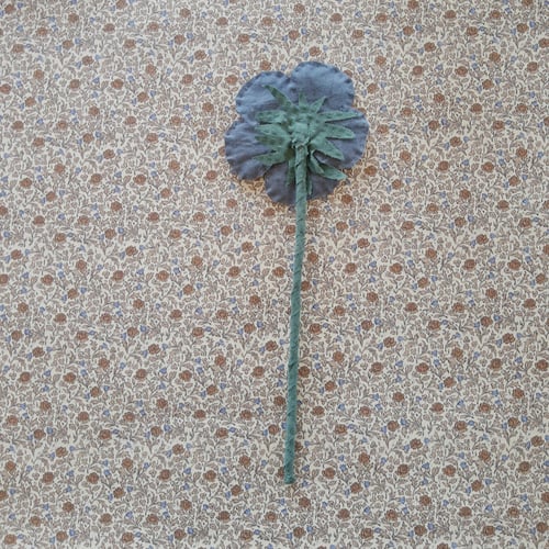 Image of Fabric Pansy - Dusty petrol, beige and dusty purple