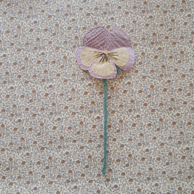 Image of Fabric Pansy - Dusty purple, light purple and yellow