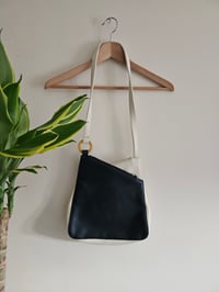 Image 5 of Vintage retro navy and white geometric asymmetrical messenger bag 
