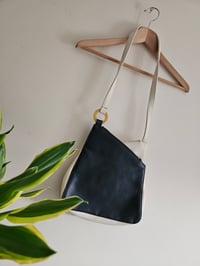 Image 7 of Vintage retro navy and white geometric asymmetrical messenger bag 