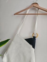 Image 6 of Vintage retro navy and white geometric asymmetrical messenger bag 